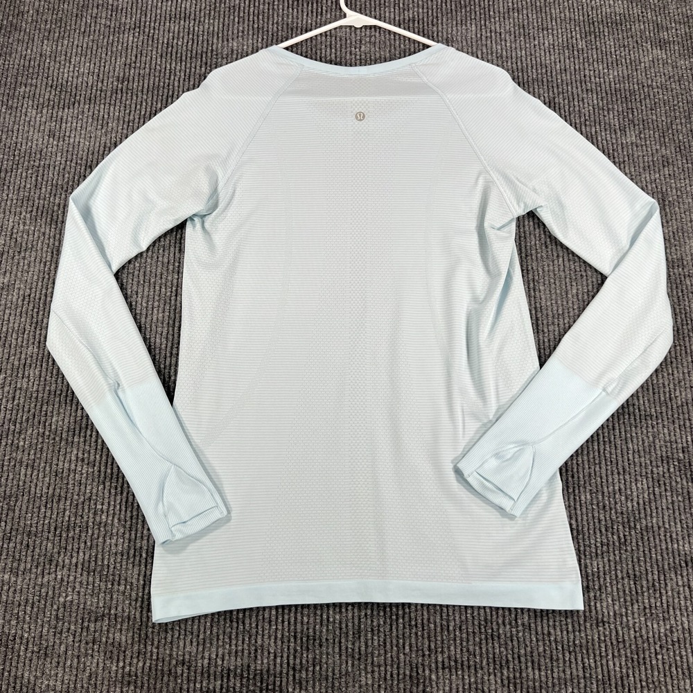 Lululemon Shirt Womens Size 10 Blue Long Sleeve Training Workout Gym Yoga Casual - Picture 11 of 12